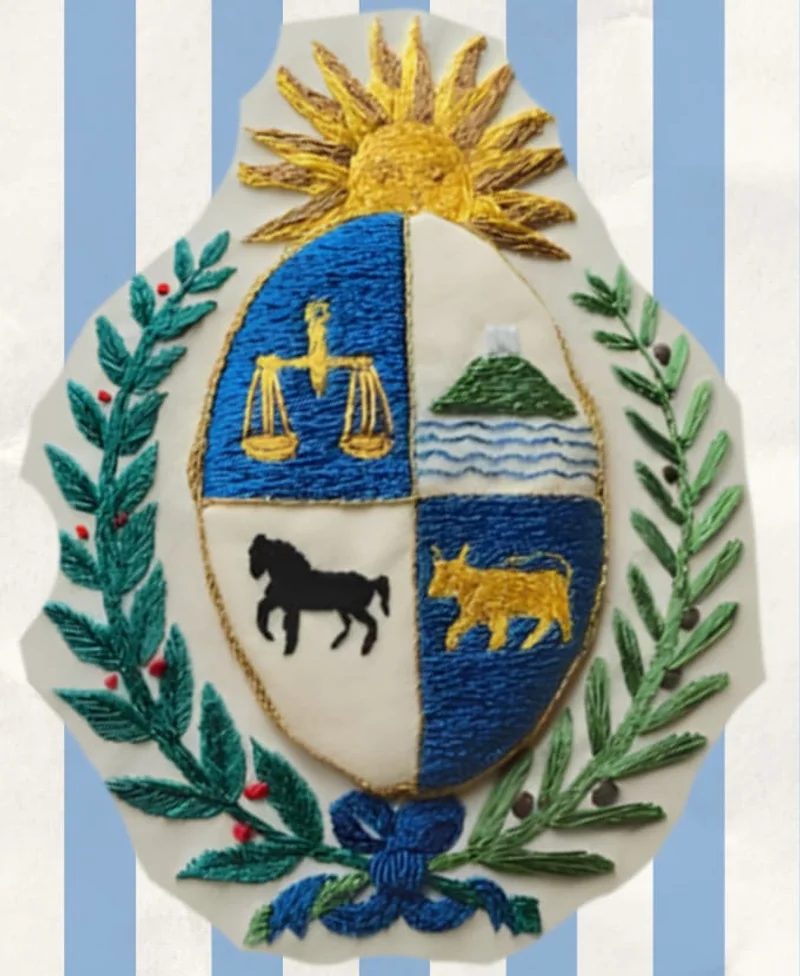 Escudo de Uruguay bordado a mano